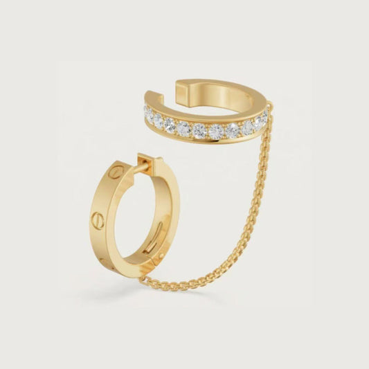 [OrnoraJewelry]LOVE 3.0MM HALF DIAMOND EARRINGS