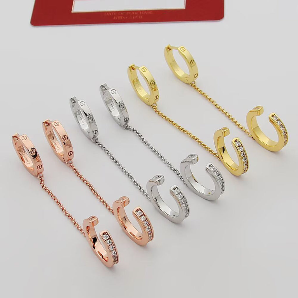 [OrnoraJewelry]LOVE 3.0MM HALF DIAMOND EARRINGS