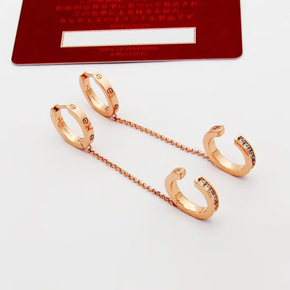 [OrnoraJewelry]LOVE 3.0MM HALF DIAMOND EARRINGS