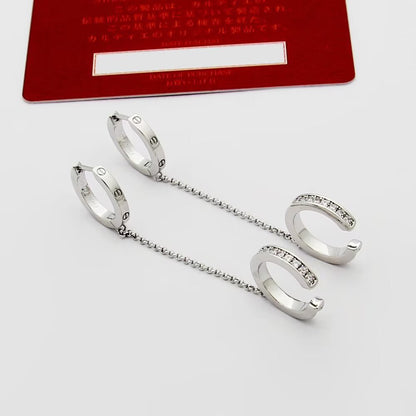 [OrnoraJewelry]LOVE 3.0MM HALF DIAMOND EARRINGS