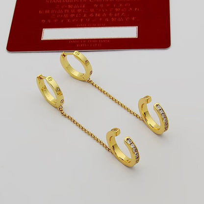 [OrnoraJewelry]LOVE 3.0MM HALF DIAMOND EARRINGS