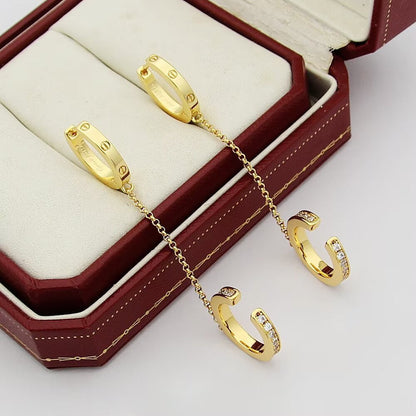 [OrnoraJewelry]LOVE 3.0MM HALF DIAMOND EARRINGS
