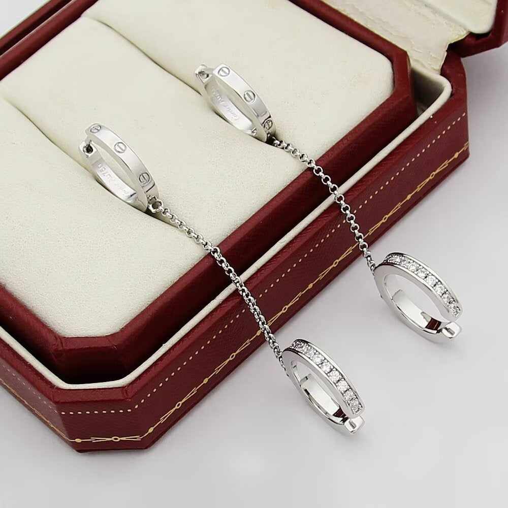 [OrnoraJewelry]LOVE 3.0MM HALF DIAMOND EARRINGS