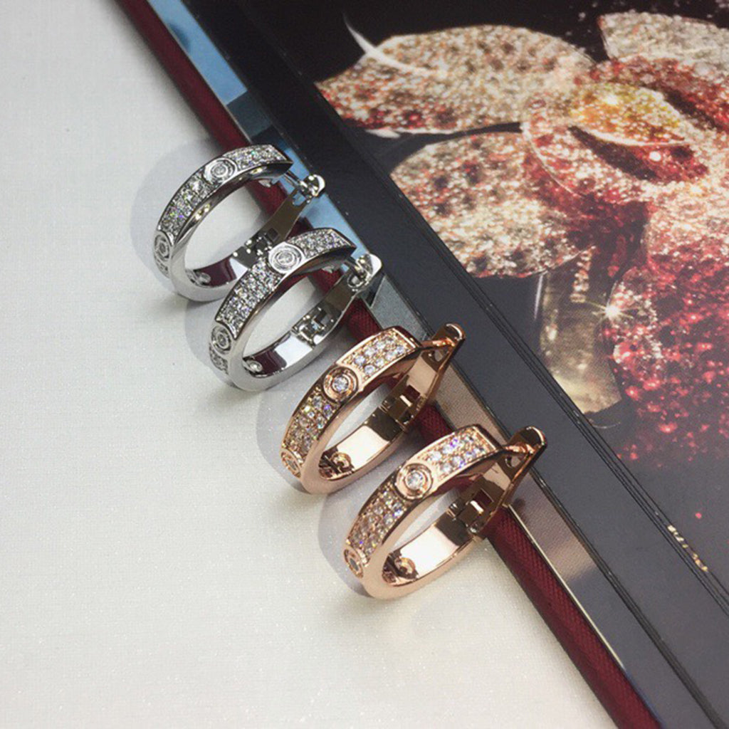 [OrnoraJewelry]LOVE 5.5MM DIAMOND PAVED EARRINGS