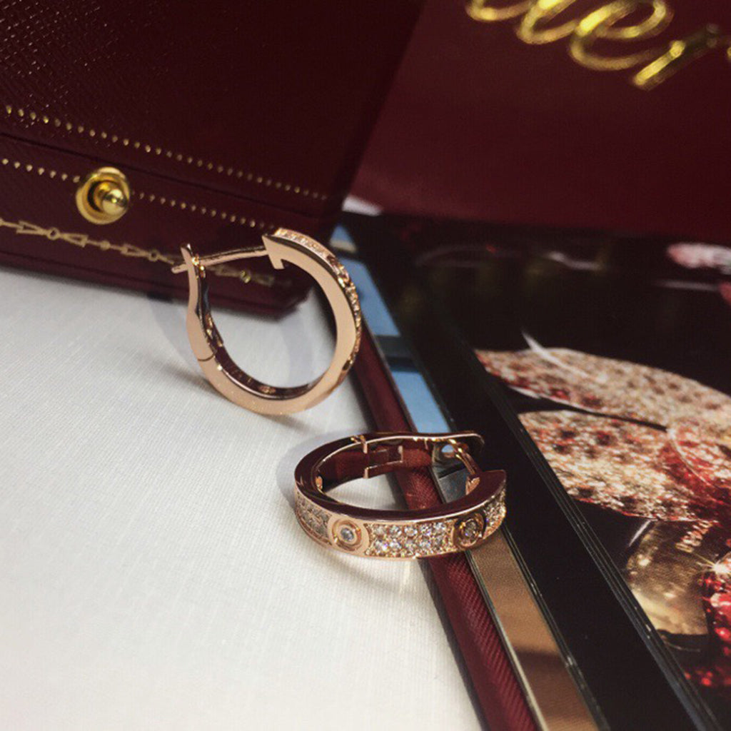 [OrnoraJewelry]LOVE 5.5MM DIAMOND PAVED EARRINGS
