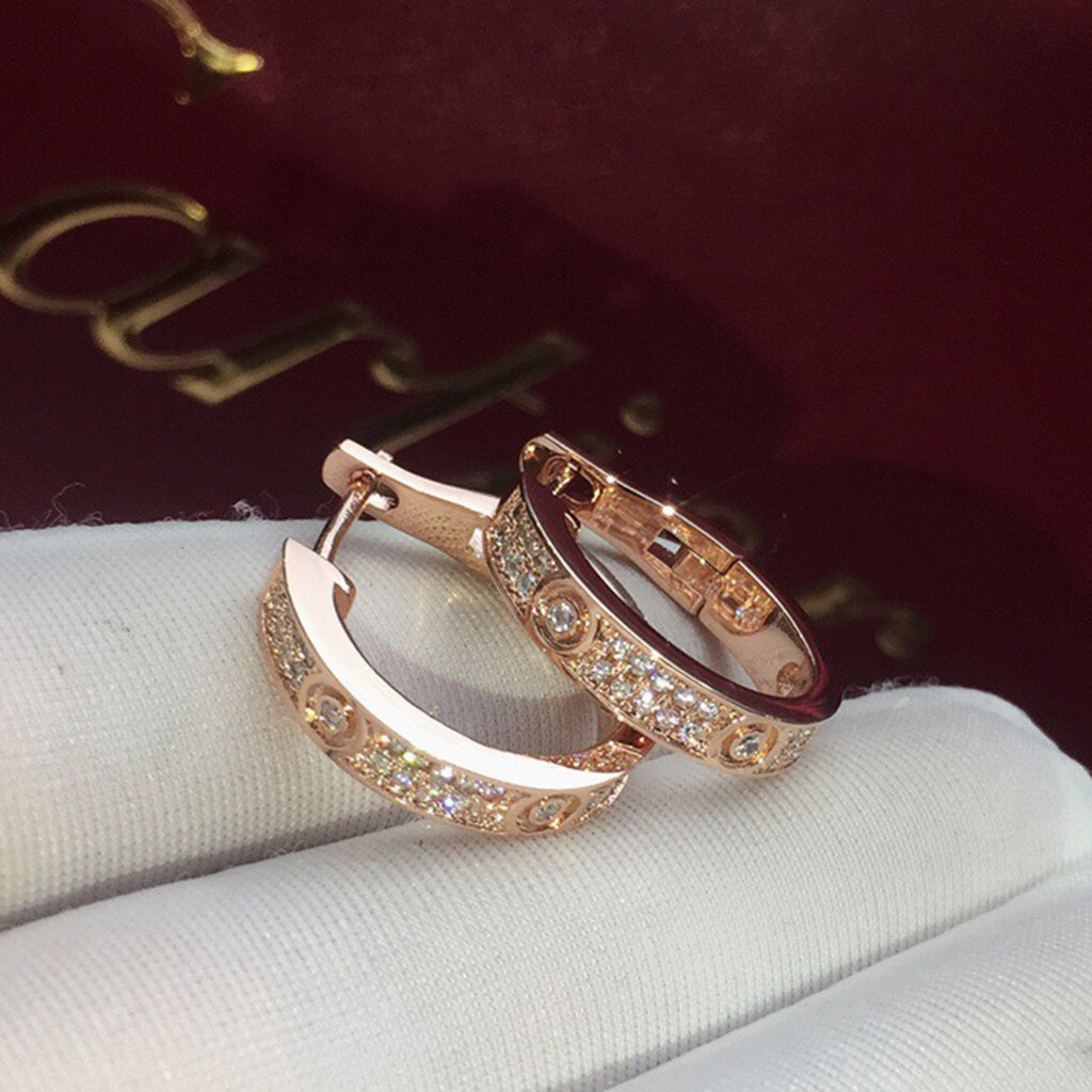 [OrnoraJewelry]LOVE 5.5MM DIAMOND PAVED EARRINGS