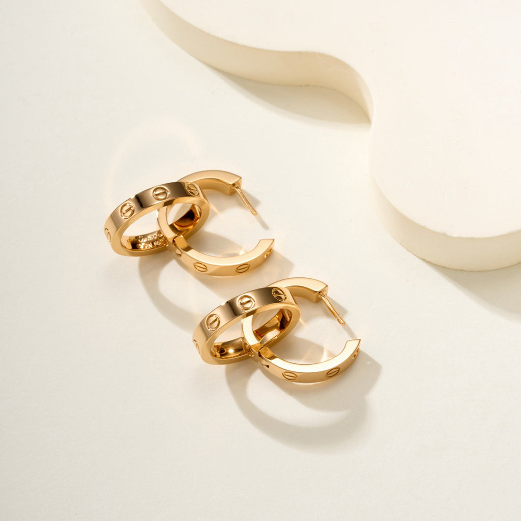 [OrnoraJewelry]LOVE 3.3MM DANGLE HALF DIAMOND EARRINGS
