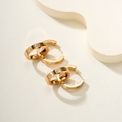 [OrnoraJewelry]LOVE 3.3MM DANGLE HALF DIAMOND EARRINGS
