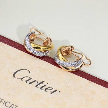 [OrnoraJewelry]TRINITY HALF DIAMOND  CLASSIC EARRINGS