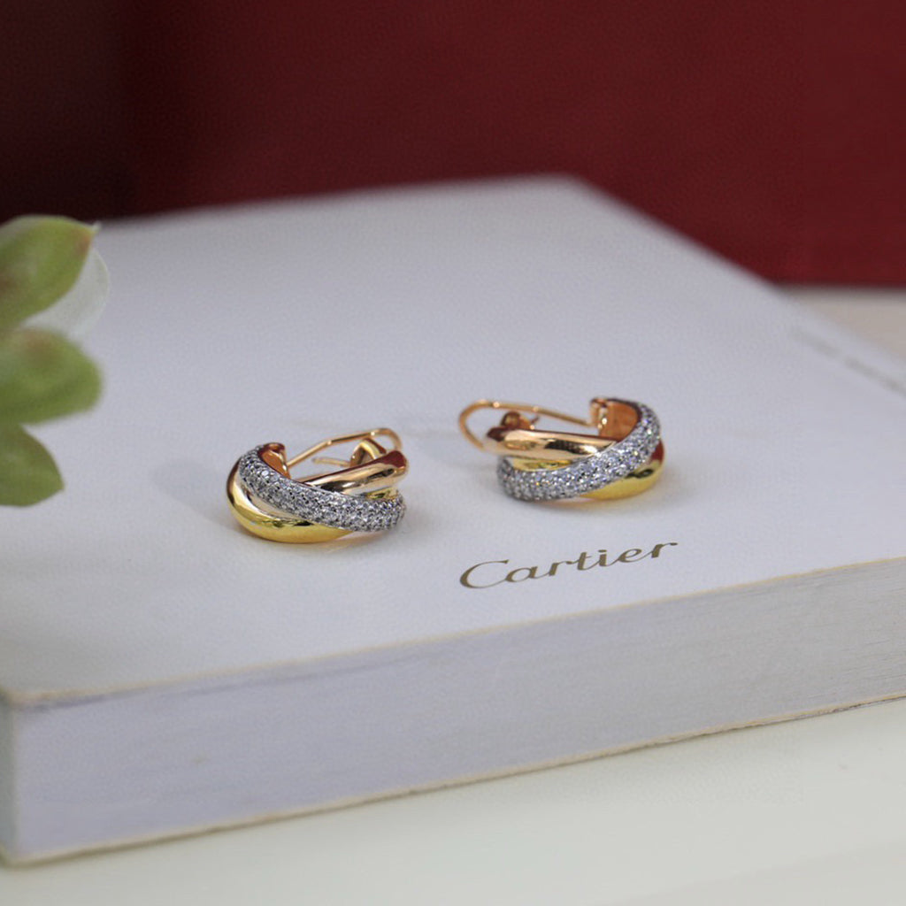 [OrnoraJewelry]TRINITY HALF DIAMOND  CLASSIC EARRINGS