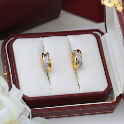 [OrnoraJewelry]TRINITY HALF DIAMOND  CLASSIC EARRINGS
