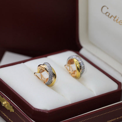 [OrnoraJewelry]TRINITY HALF DIAMOND  CLASSIC EARRINGS