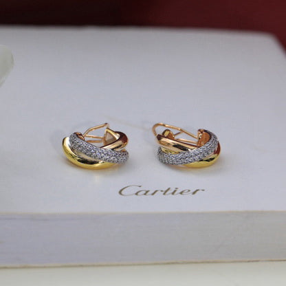 [OrnoraJewelry]TRINITY HALF DIAMOND  CLASSIC EARRINGS