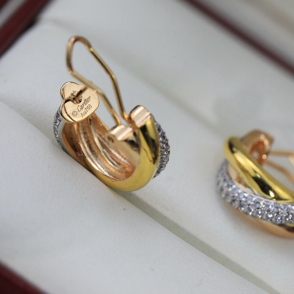 [OrnoraJewelry]TRINITY HALF DIAMOND  CLASSIC EARRINGS