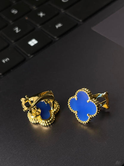 [OrnoraJewelry] CLOVER LARGE (20mm) 1 MOTIFS BLUE MOP STUD EARRINGS