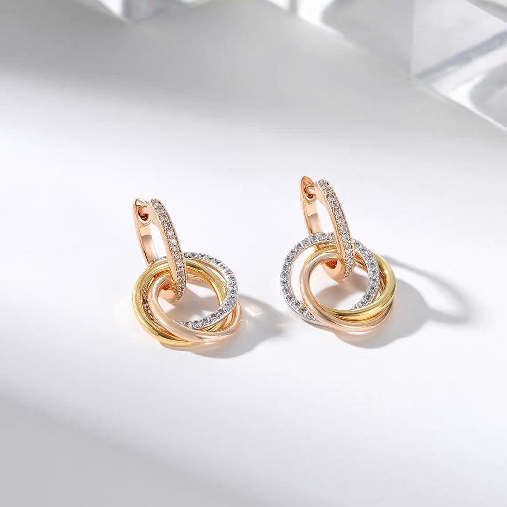 [OrnoraJewelry]TRINITY HALF DIAMOND  EARRINGS