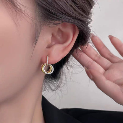 [OrnoraJewelry]TRINITY HALF DIAMOND  EARRINGS
