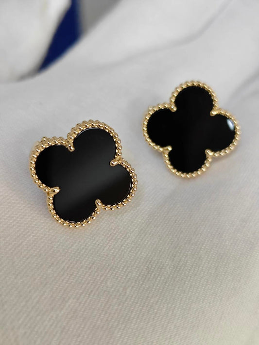[OrnoraJewelry]CLOVER 20MM BLACK MOP EARRINGS