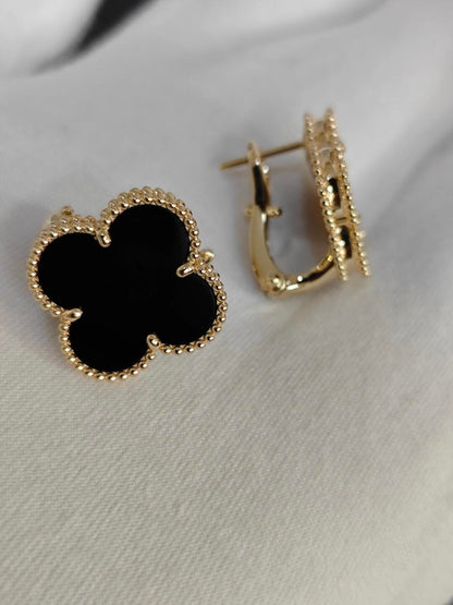 [OrnoraJewelry]CLOVER 20MM BLACK MOP EARRINGS