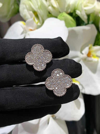 [OrnoraJewelry]CLOVER 20MM MOTIFS DIAMOND STUD EARRINGS SILVER