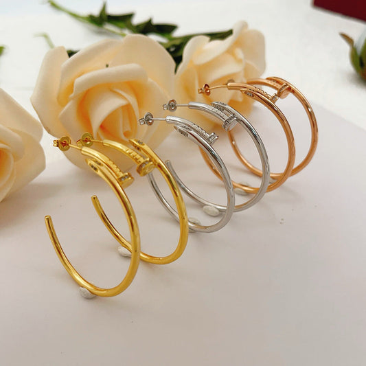 [OrnoraJewelry]JUSTE HALF DIAMOND LARGE EARRINGS