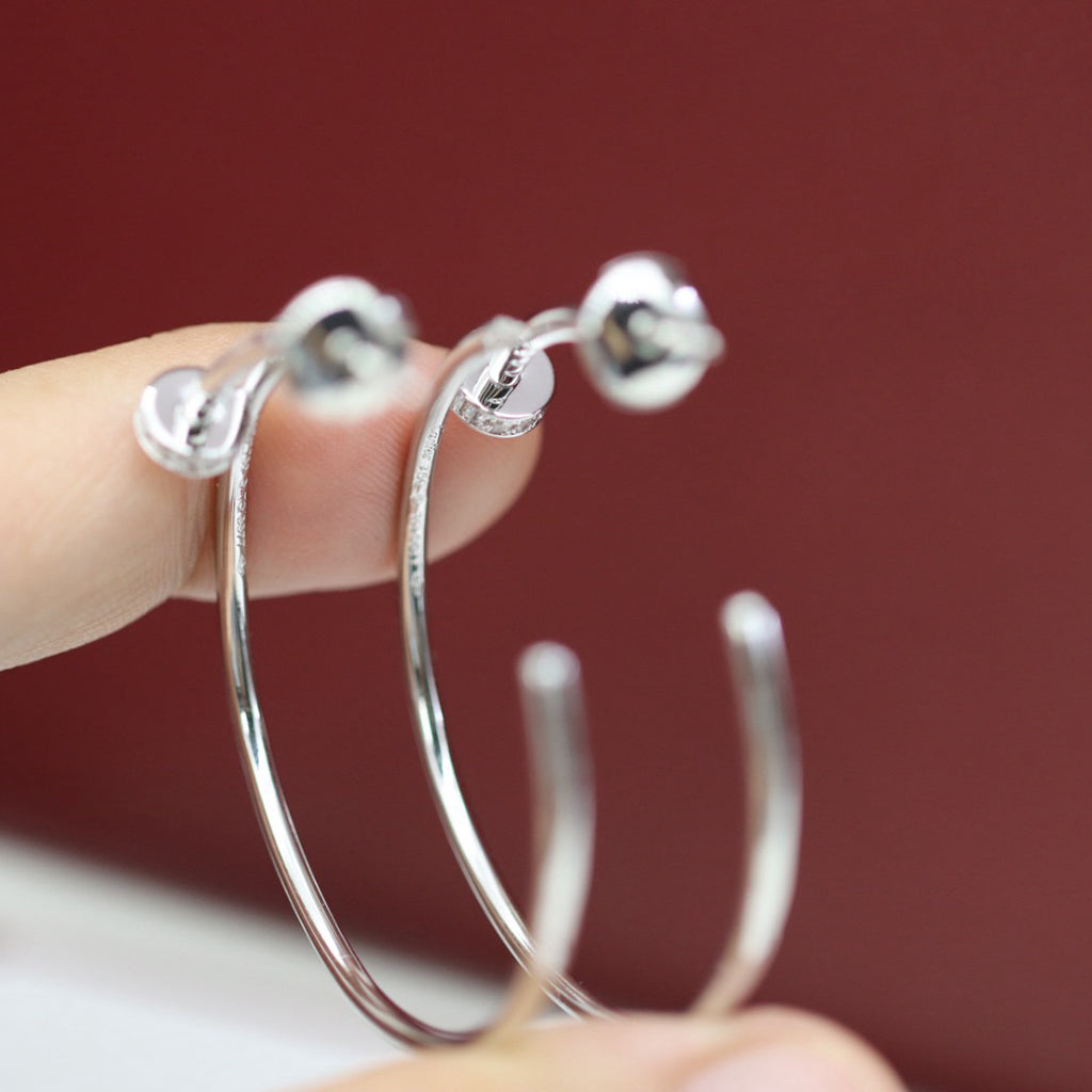 [OrnoraJewelry]JUSTE HALF DIAMOND LARGE EARRINGS