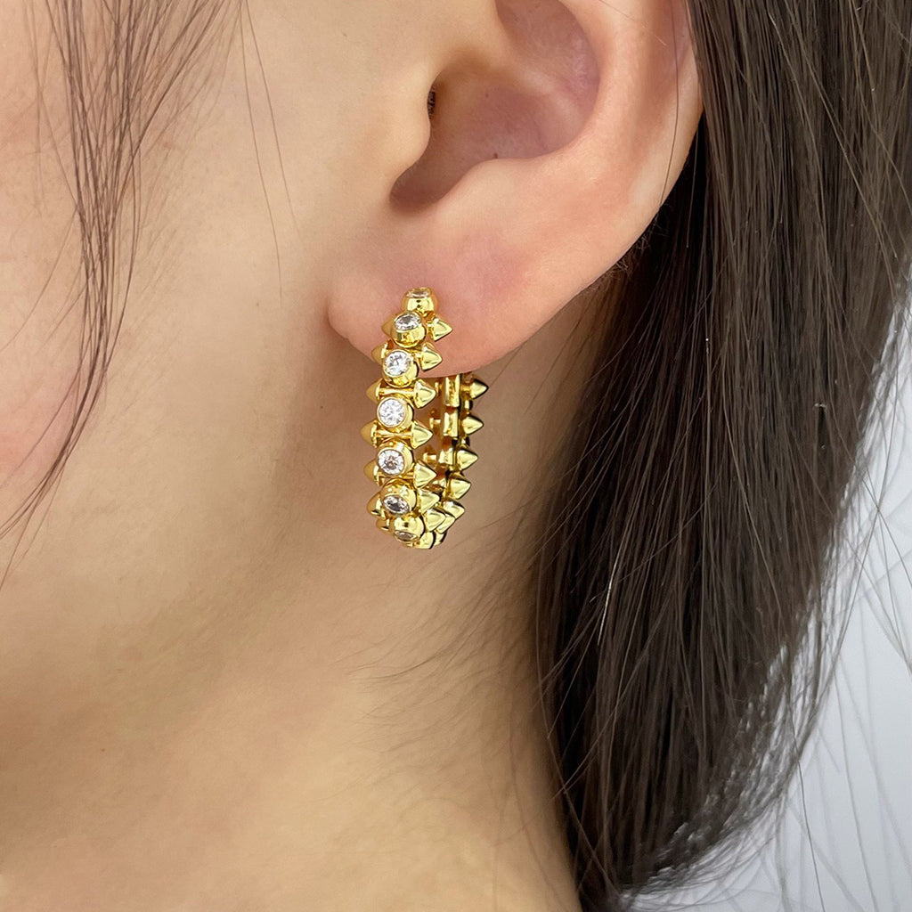 [OrnoraJewelry]CLASH FULL DIAMOND MEDIUM EARRINGS