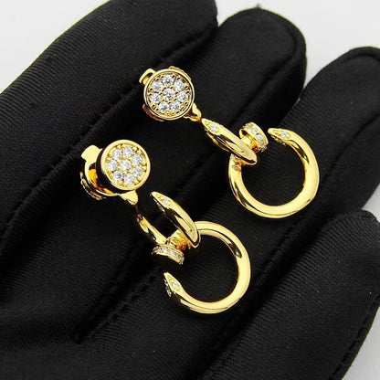 [OrnoraJewelry]JUSTE HALF DIAMOND DOUBLE EARRINGS