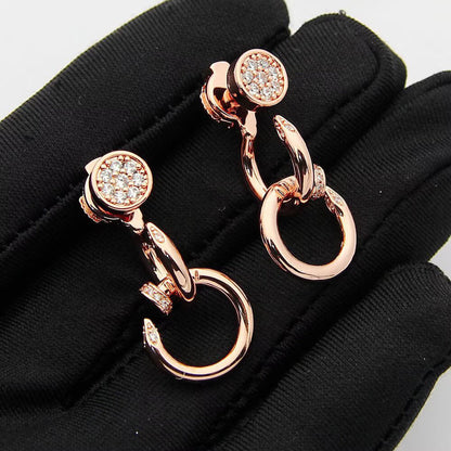 [OrnoraJewelry]JUSTE HALF DIAMOND DOUBLE EARRINGS