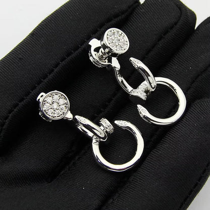 [OrnoraJewelry]JUSTE HALF DIAMOND DOUBLE EARRINGS