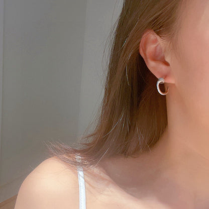 [OrnoraJewelry]JUSTE FULL DIAMOND DOUBLE EARRINGS