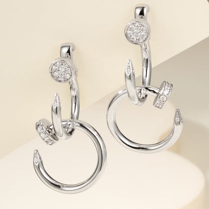 [OrnoraJewelry]JUSTE HALF DIAMOND DOUBLE EARRINGS