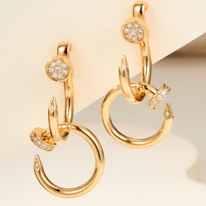 [OrnoraJewelry]JUSTE HALF DIAMOND DOUBLE EARRINGS
