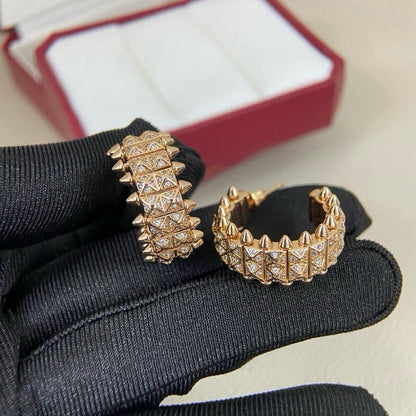 [OrnoraJewelry]CLASH 9.2MM FULL DIAMOND DOUBLE ROW EARRINGS