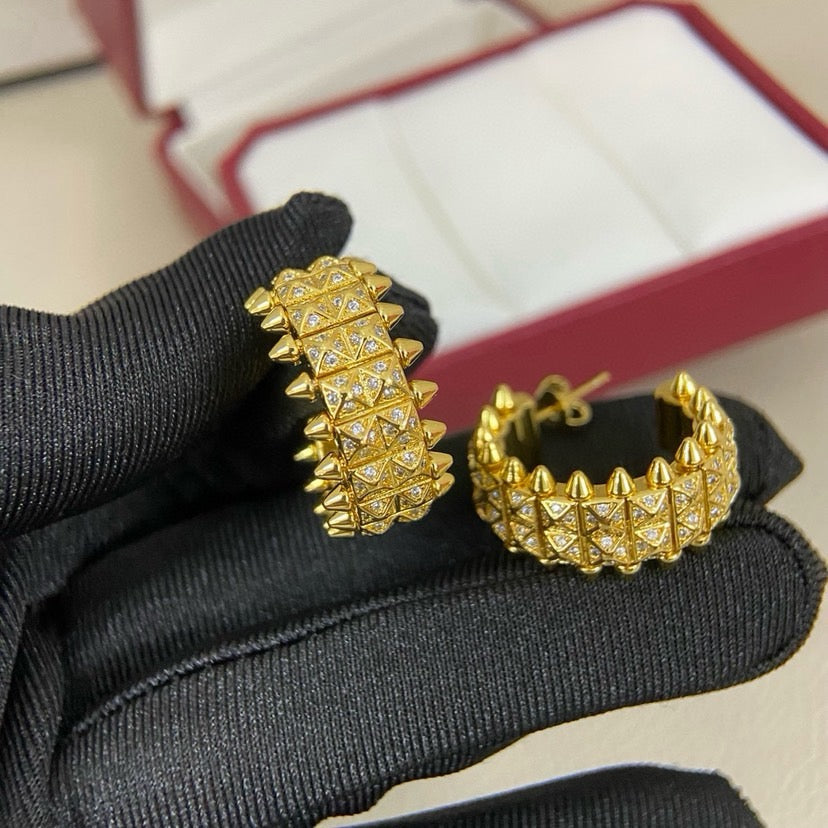 [OrnoraJewelry]CLASH 9.2MM FULL DIAMOND DOUBLE ROW EARRINGS