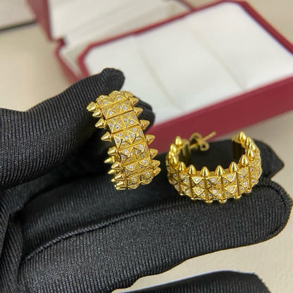 [OrnoraJewelry]CLASH 9.2MM FULL DIAMOND DOUBLE ROW EARRINGS