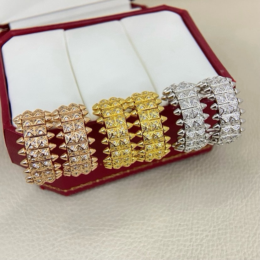[OrnoraJewelry]CLASH 9.2MM FULL DIAMOND DOUBLE ROW EARRINGS