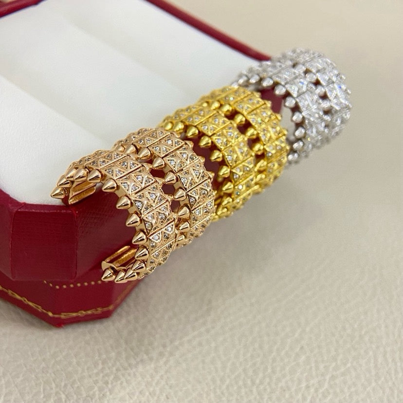[OrnoraJewelry]CLASH 9.2MM FULL DIAMOND DOUBLE ROW EARRINGS
