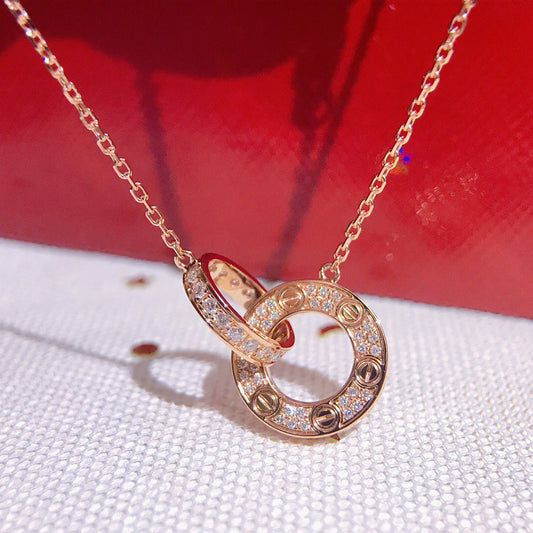 [OrnoraJewelry]LOVE  FULL DIAMOND PENDANT NECKLACE