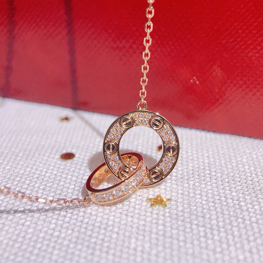 [OrnoraJewelry]LOVE  FULL DIAMOND PENDANT NECKLACE