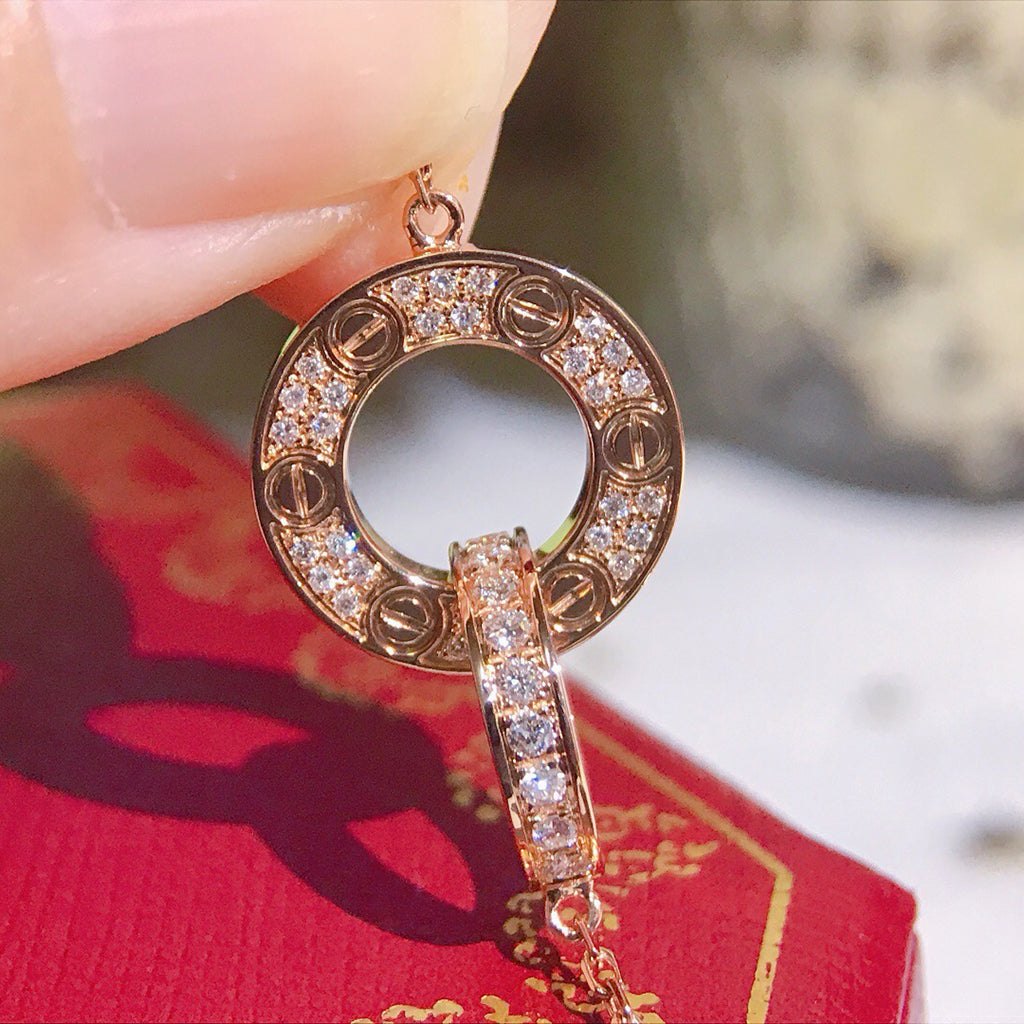 [OrnoraJewelry]LOVE  FULL DIAMOND PENDANT NECKLACE
