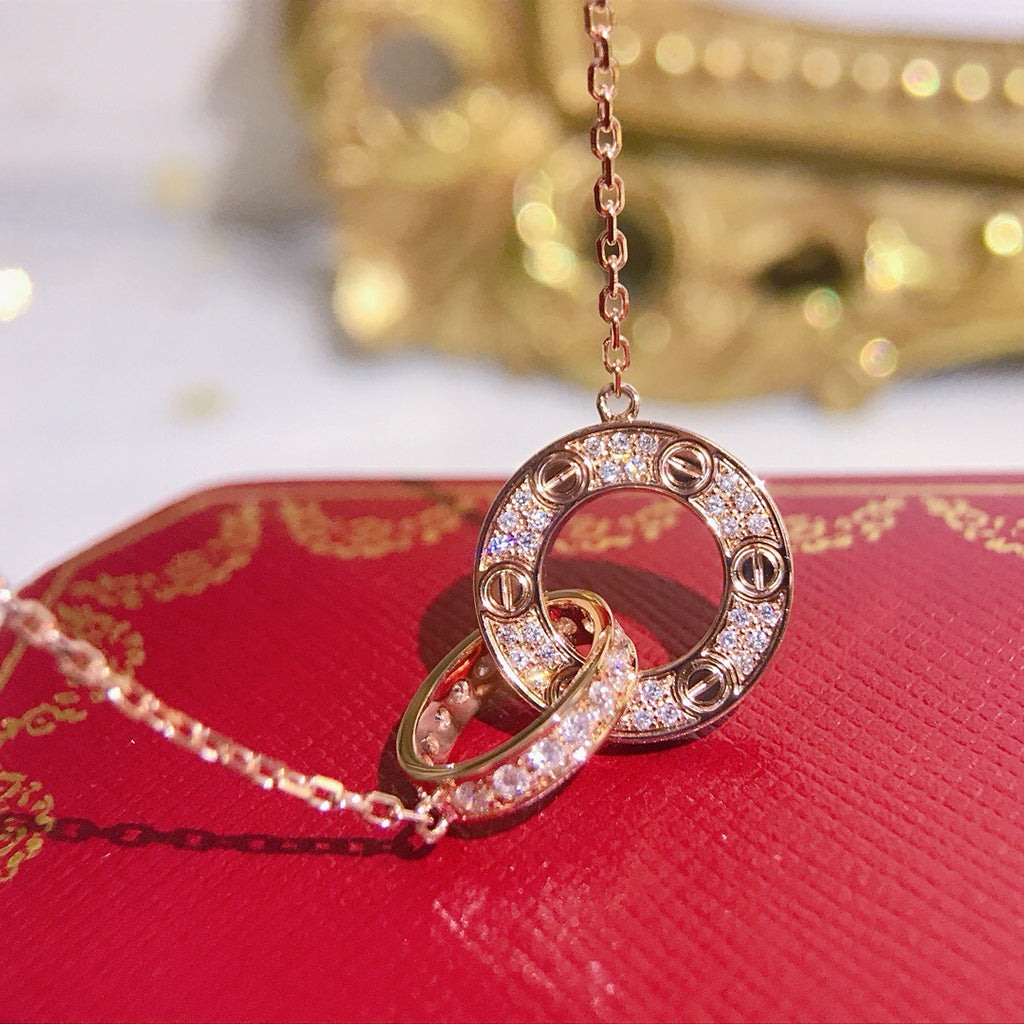 [OrnoraJewelry]LOVE  FULL DIAMOND PENDANT NECKLACE