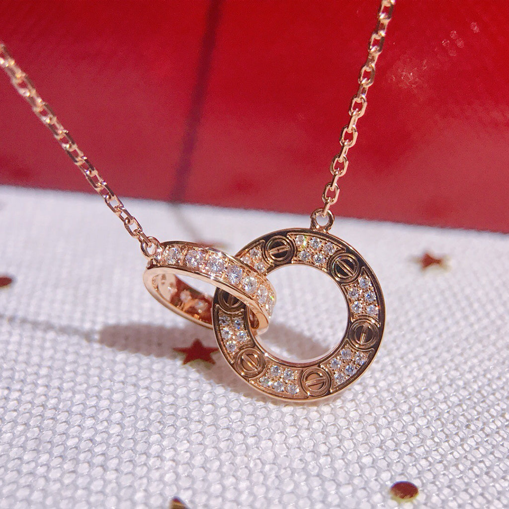 [OrnoraJewelry]LOVE  FULL DIAMOND PENDANT NECKLACE