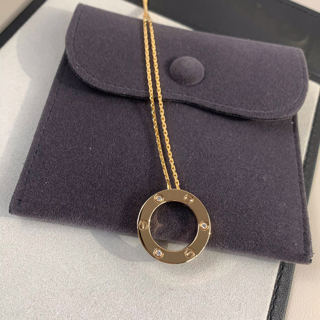 [OrnoraJewelry]LOVE NECKLACE 16MM 3 DIAMONDS