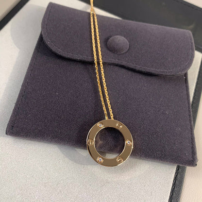 [OrnoraJewelry]LOVE NECKLACE 16MM 3 DIAMONDS