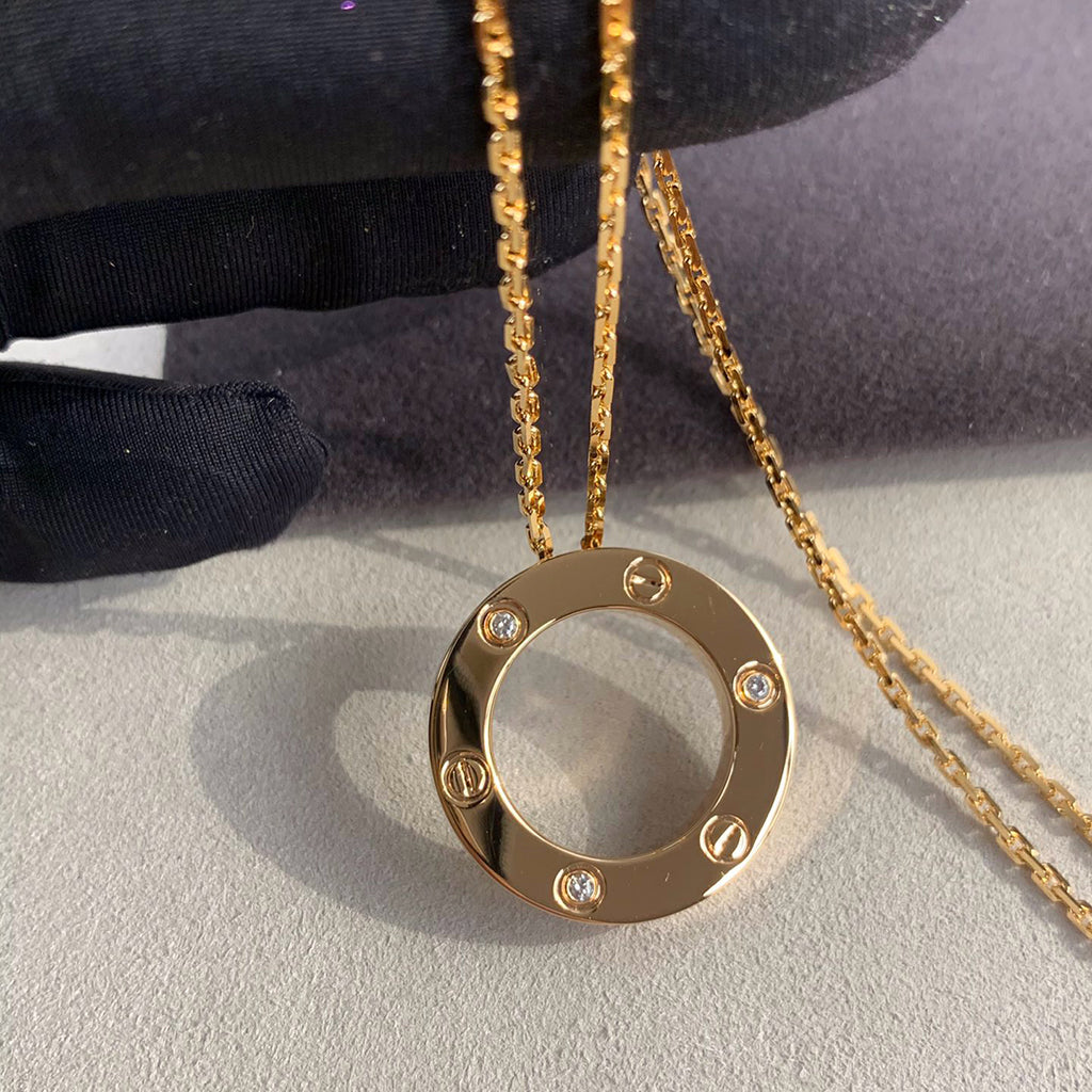 [OrnoraJewelry]LOVE NECKLACE 16MM 3 DIAMONDS