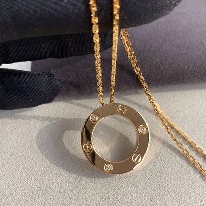 [OrnoraJewelry]LOVE NECKLACE 16MM 3 DIAMONDS