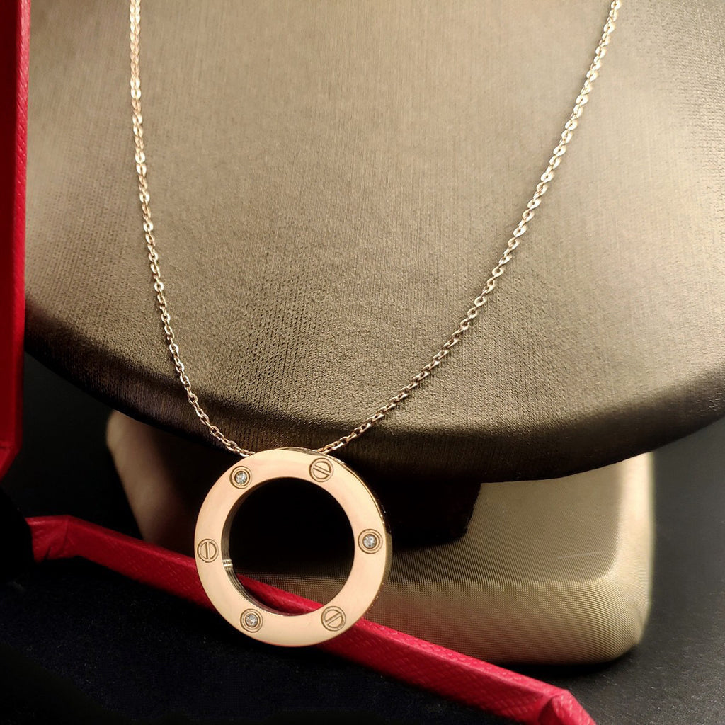 [OrnoraJewelry]LOVE NECKLACE 16MM 3 DIAMONDS