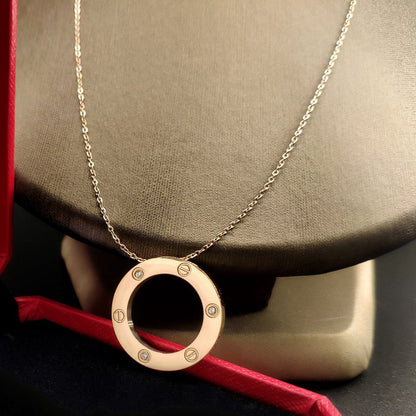 [OrnoraJewelry]LOVE NECKLACE 16MM 3 DIAMONDS