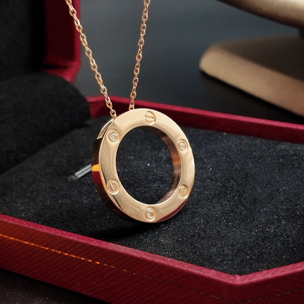 [OrnoraJewelry]LOVE NECKLACE 16MM 3 DIAMONDS